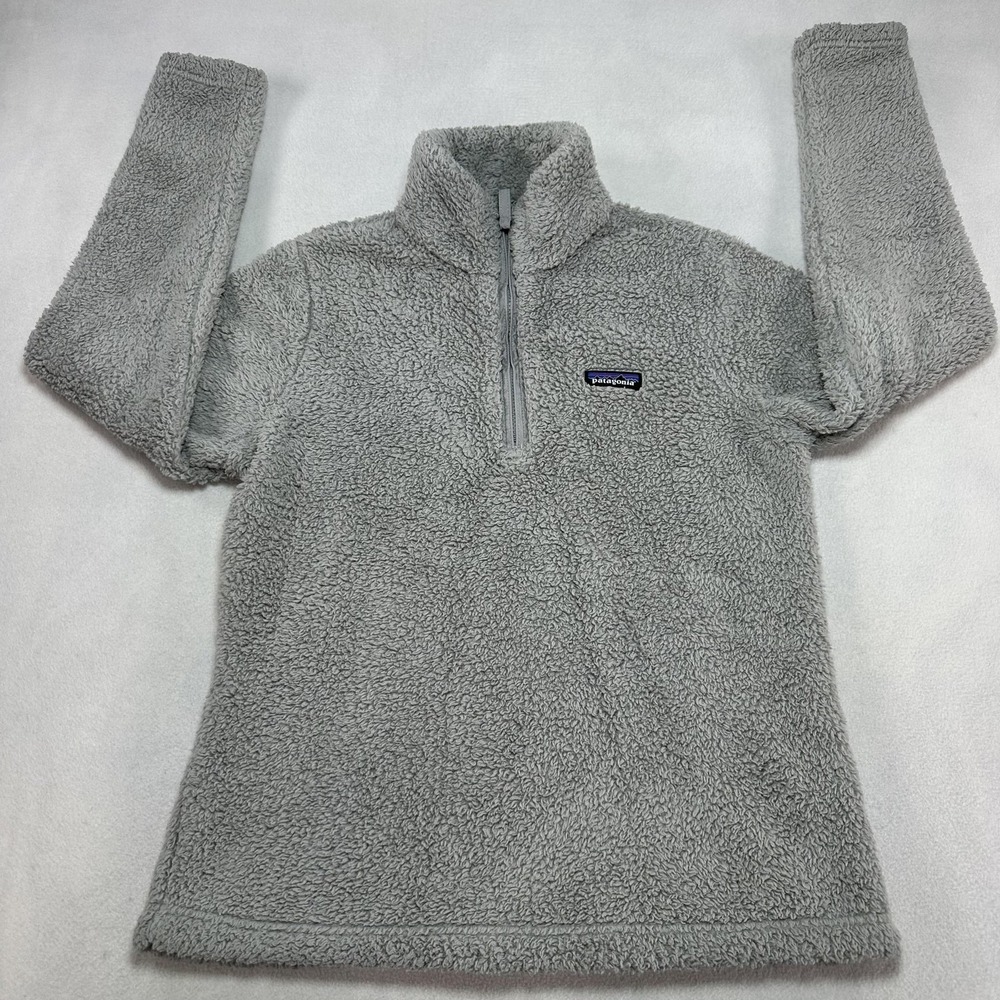 Patagonia Los Gatos Jacket Womens Medium Gray Fleece 1/4 Zip Pullover Sherpa